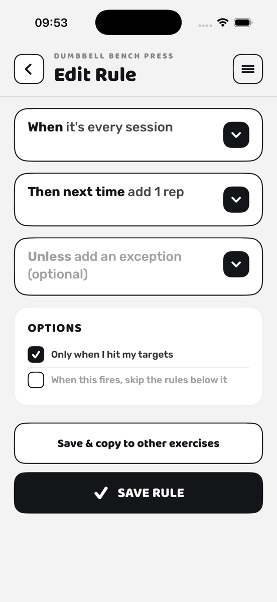 Vorbild — editing a rule